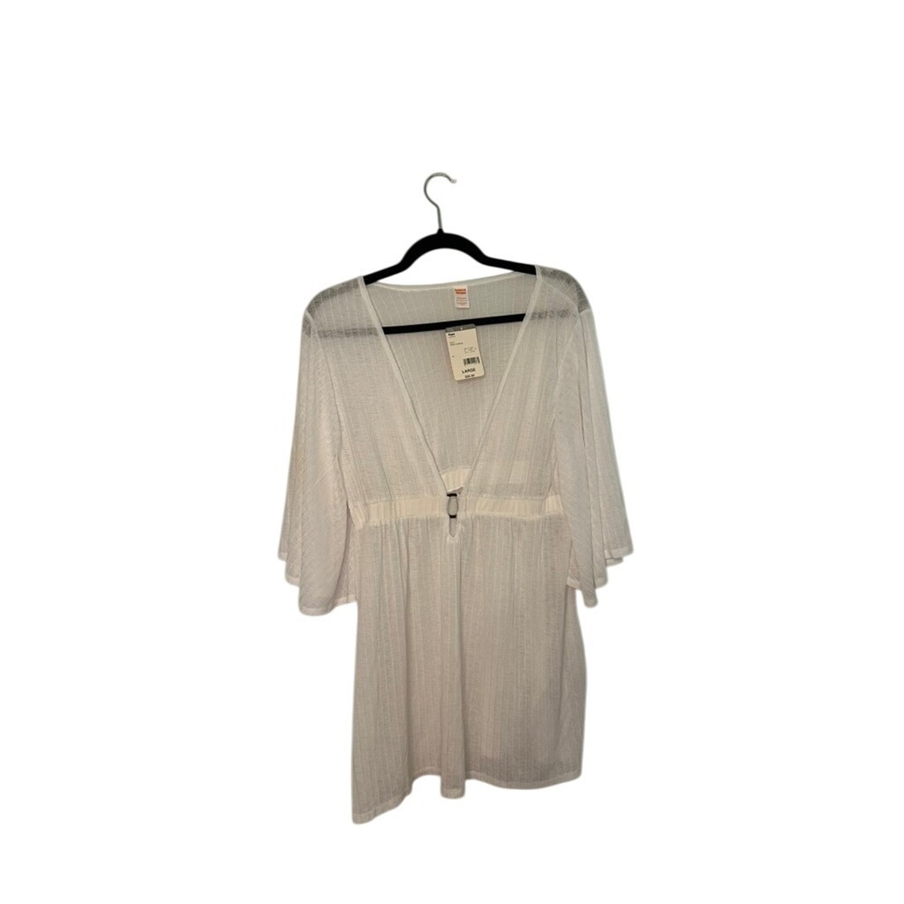 Tropical Escape Cover Up Women's Swim Beach Pool Resort White Large NWT